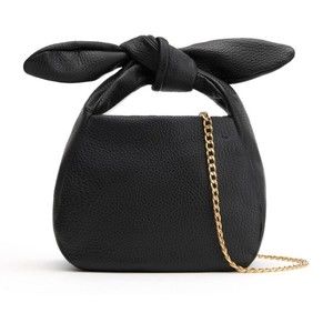 NWT Cuyana Mini Bow Bag Pebbled Leather Handbag Crossbody Black